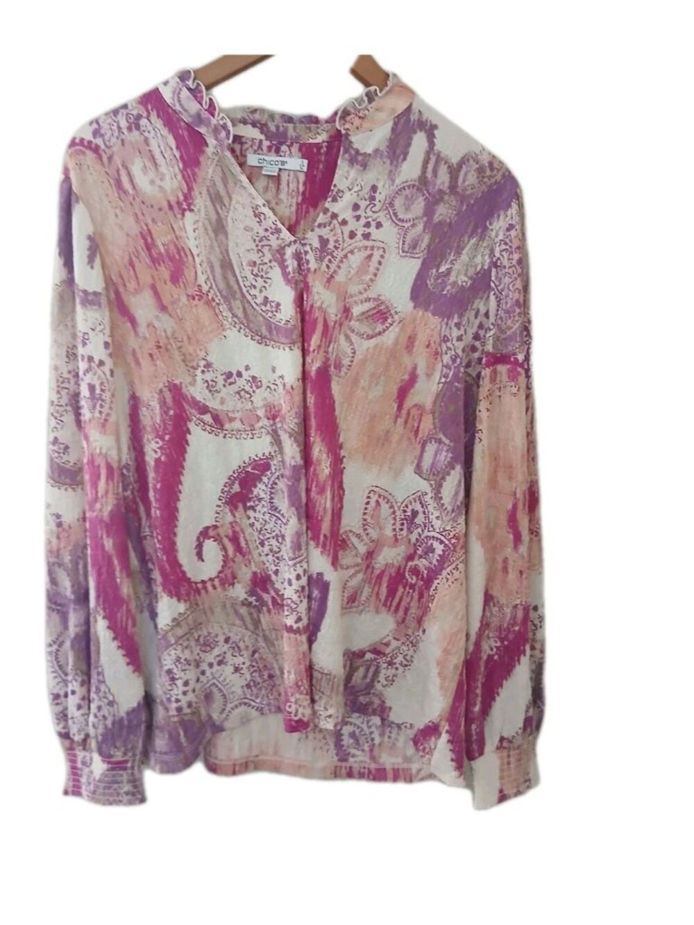 Chico's Paisley Print Popover Blouse